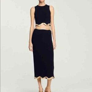 Sandro Tanger Way Trim Tank and Maxi Knitted Skirt with Chain Detail - size 36
